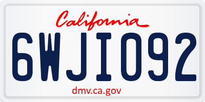 CA license plate 6WJI092
