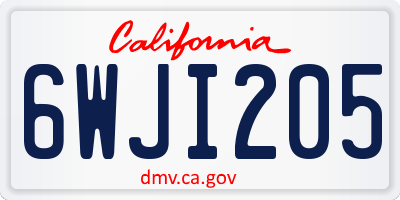 CA license plate 6WJI205