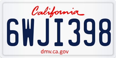 CA license plate 6WJI398