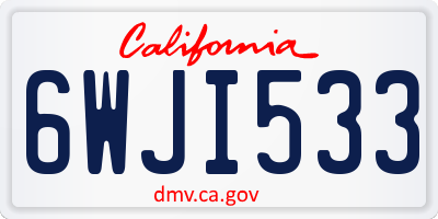 CA license plate 6WJI533
