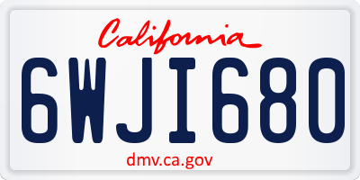 CA license plate 6WJI680