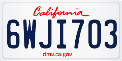 CA license plate 6WJI703