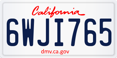 CA license plate 6WJI765