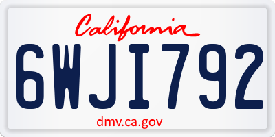 CA license plate 6WJI792