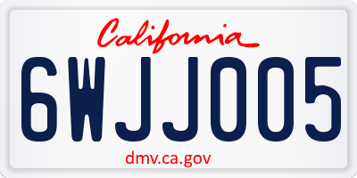 CA license plate 6WJJ005