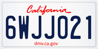 CA license plate 6WJJ021