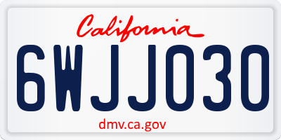 CA license plate 6WJJ030
