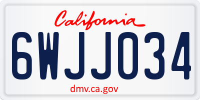 CA license plate 6WJJ034