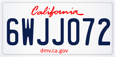 CA license plate 6WJJ072