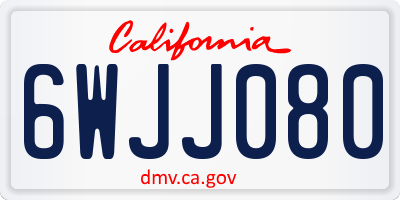 CA license plate 6WJJ080