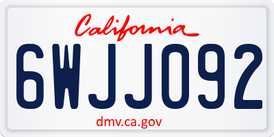 CA license plate 6WJJ092