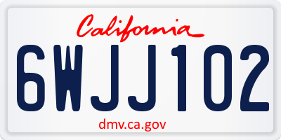 CA license plate 6WJJ102
