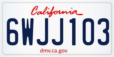 CA license plate 6WJJ103
