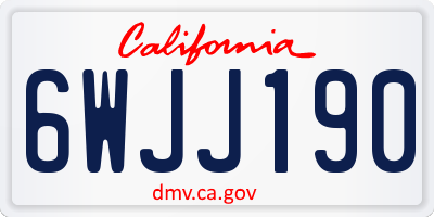 CA license plate 6WJJ190