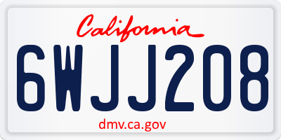 CA license plate 6WJJ208