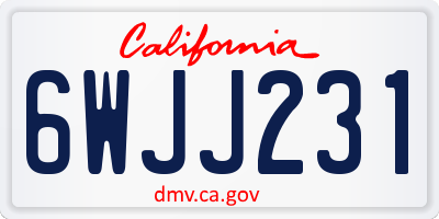 CA license plate 6WJJ231