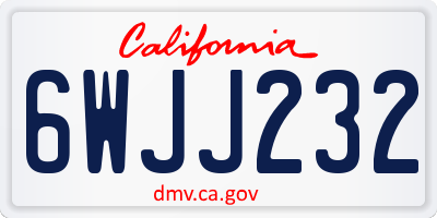 CA license plate 6WJJ232