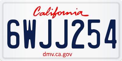 CA license plate 6WJJ254
