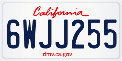 CA license plate 6WJJ255