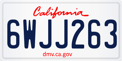CA license plate 6WJJ263