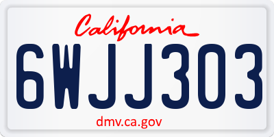 CA license plate 6WJJ303
