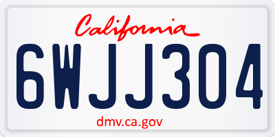 CA license plate 6WJJ304