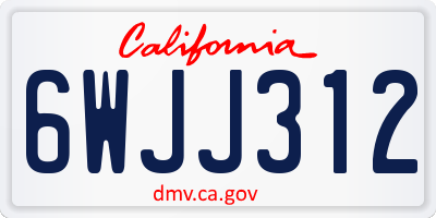 CA license plate 6WJJ312
