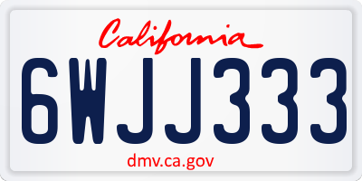 CA license plate 6WJJ333
