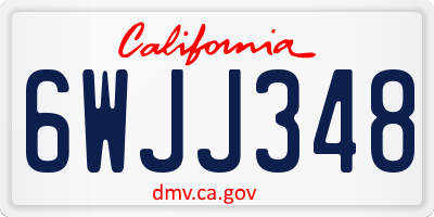CA license plate 6WJJ348