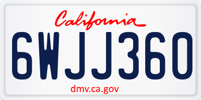 CA license plate 6WJJ360