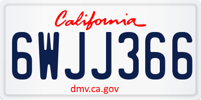CA license plate 6WJJ366