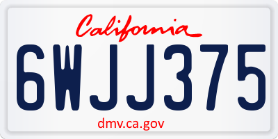CA license plate 6WJJ375