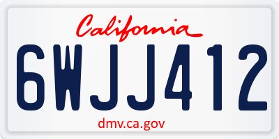 CA license plate 6WJJ412