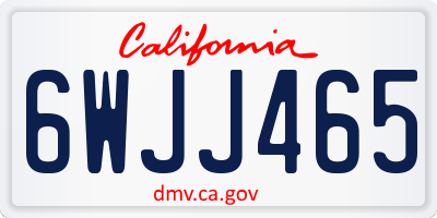 CA license plate 6WJJ465