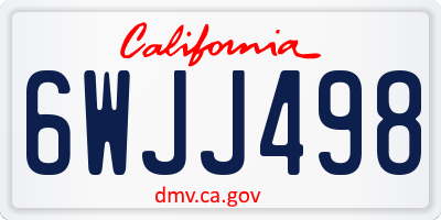 CA license plate 6WJJ498