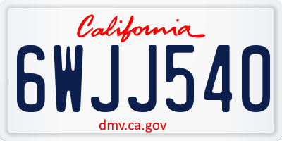 CA license plate 6WJJ540