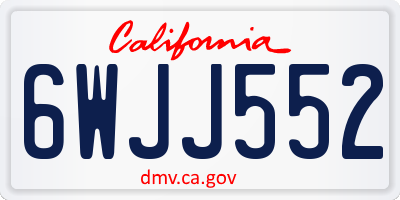 CA license plate 6WJJ552