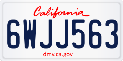 CA license plate 6WJJ563