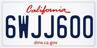 CA license plate 6WJJ600