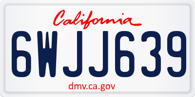 CA license plate 6WJJ639