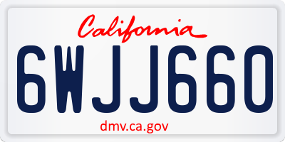 CA license plate 6WJJ660