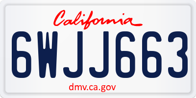 CA license plate 6WJJ663