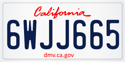 CA license plate 6WJJ665