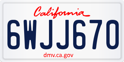 CA license plate 6WJJ670