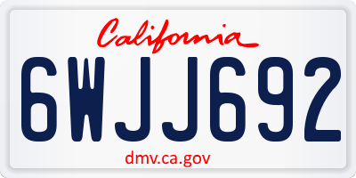 CA license plate 6WJJ692