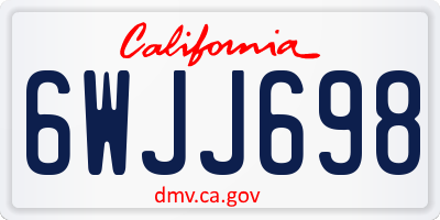 CA license plate 6WJJ698