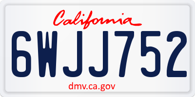 CA license plate 6WJJ752