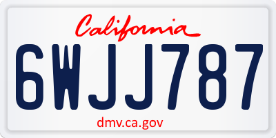 CA license plate 6WJJ787