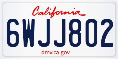 CA license plate 6WJJ802