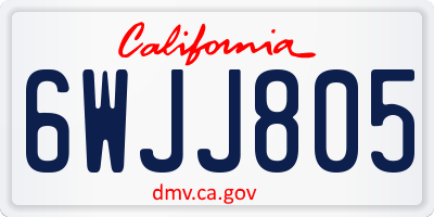 CA license plate 6WJJ805